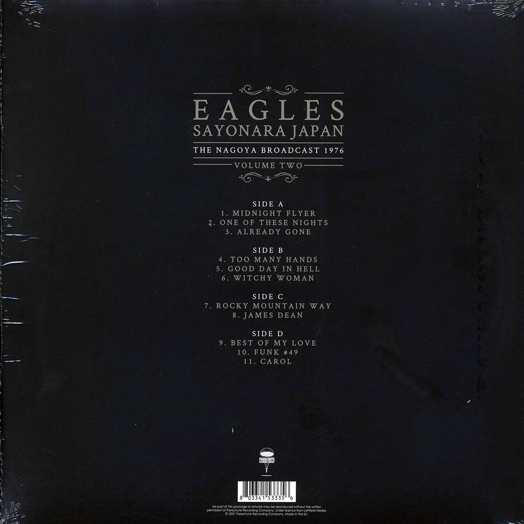 Eagles - Sayonara Japan Volume 2: The Nagoya Broadcast 1976 (2xLP) vinyl LP back cover