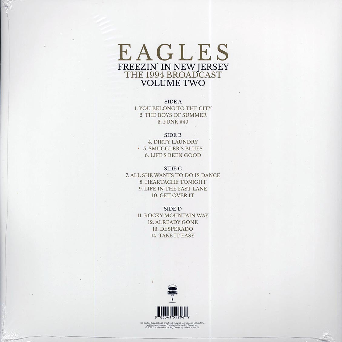 Eagles - Freezin' In New Jersey Volume 2 (2xLP) vinyl LP back cover
