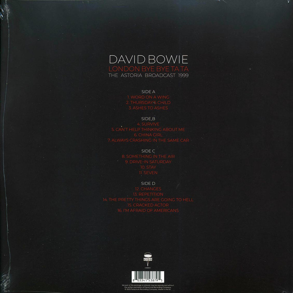 David Bowie - London Bye Bye Ta Ta: The Astoria Broadcast 1999 (2xLP) vinyl LP back cover