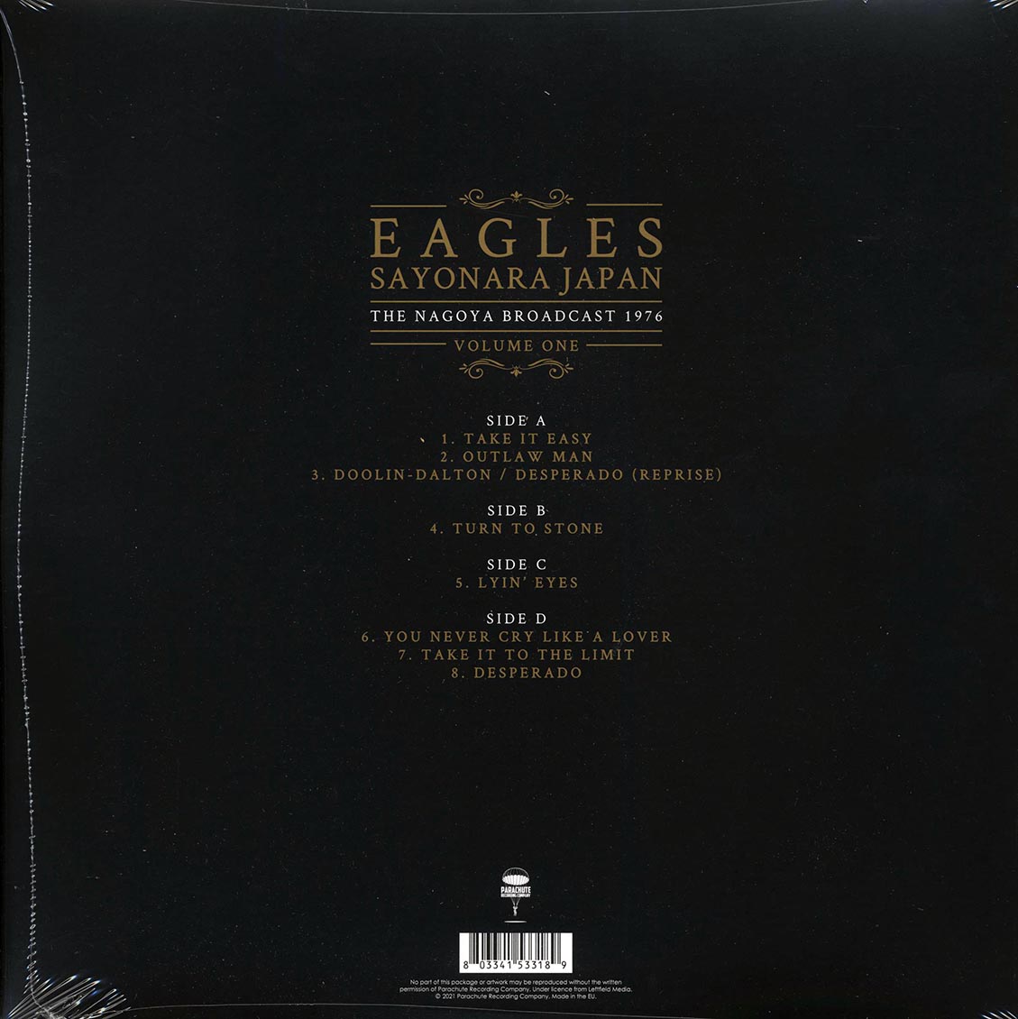 Eagles - Sayonara Japan Volume 1: The Nagoya Broadcast 1976 (2xLP) vinyl LP back cover