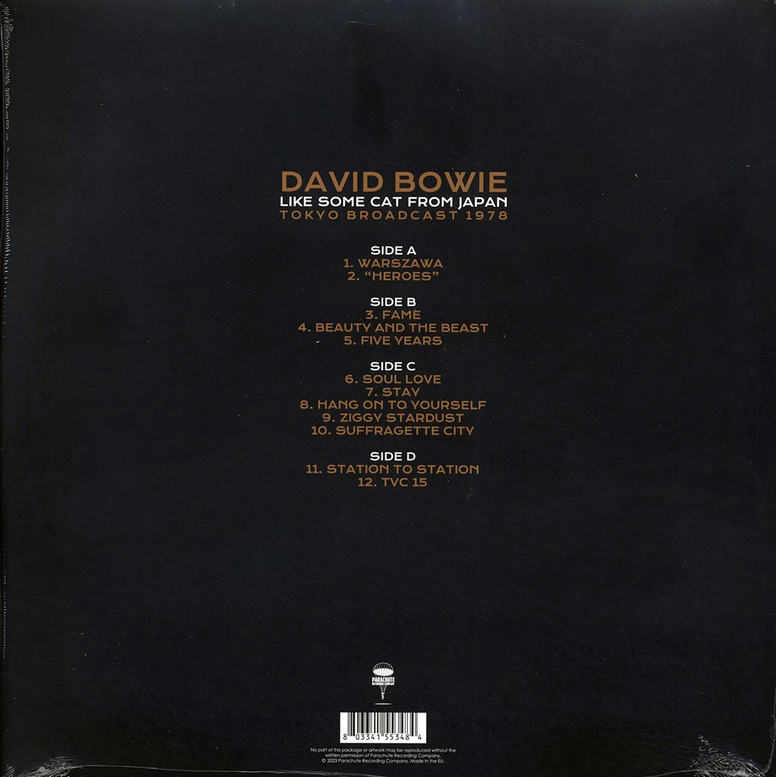 David Bowie - Like Some Cat From Japan: Tokyo Broadcast 1978 (ltd. ed.) (2xLP) (clear vinyl) vinyl LP back cover