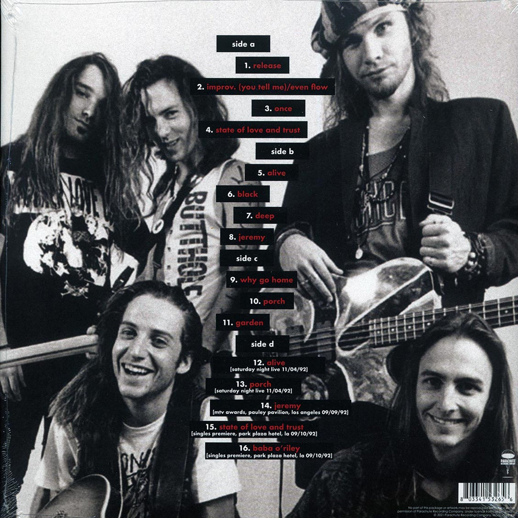 Pearl Jam - The Broadcasts 1992 (ltd. ed.) (2xLP) (red vinyl) vinyl LP back cover