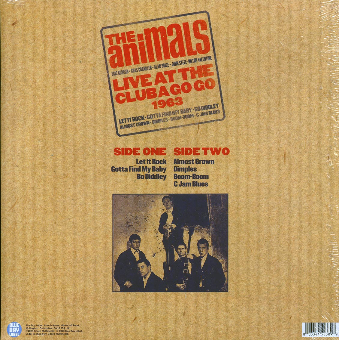 The Animals - Live At The Club A Go Go 1963 vinyl LP back cover
