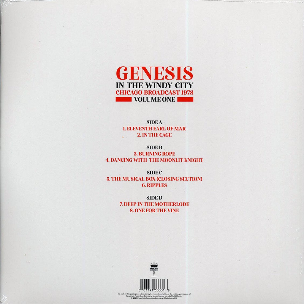 Genesis - In The Windy City Volume 1: Chicago Broadcast 1978 (2xLP) vinyl LP back cover