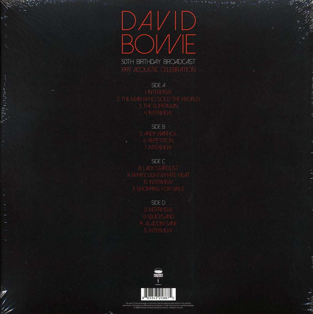 David Bowie - 50th Birthday Broadcast: 1997 Acoustic Celebration (2xLP) vinyl LP back cover