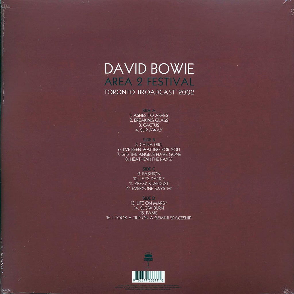 David Bowie - Area 2 Festival: Toronto Broadcast 2002 (2xLP) vinyl LP back cover