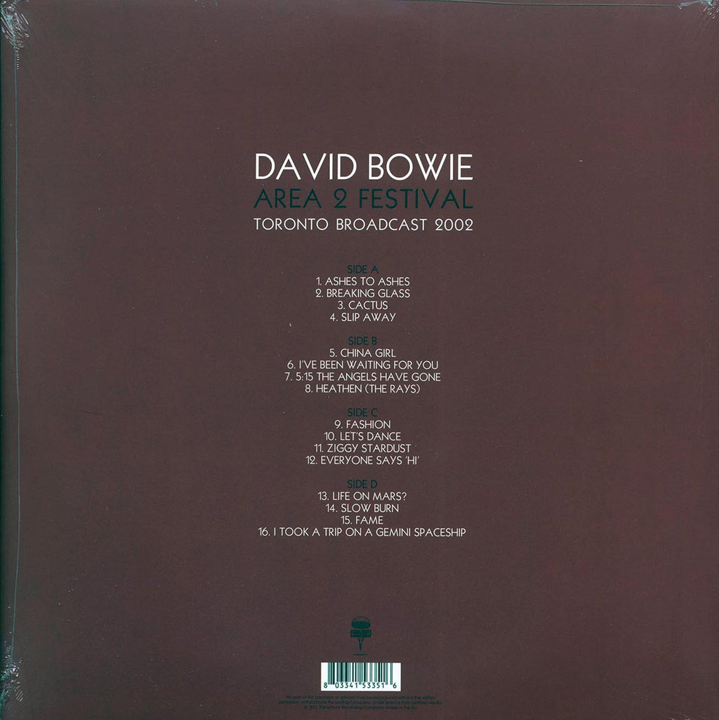 David Bowie - Area 2 Festival: Toronto Broadcast 2002 (ltd. ed.) (2xLP) (white vinyl) vinyl LP back cover