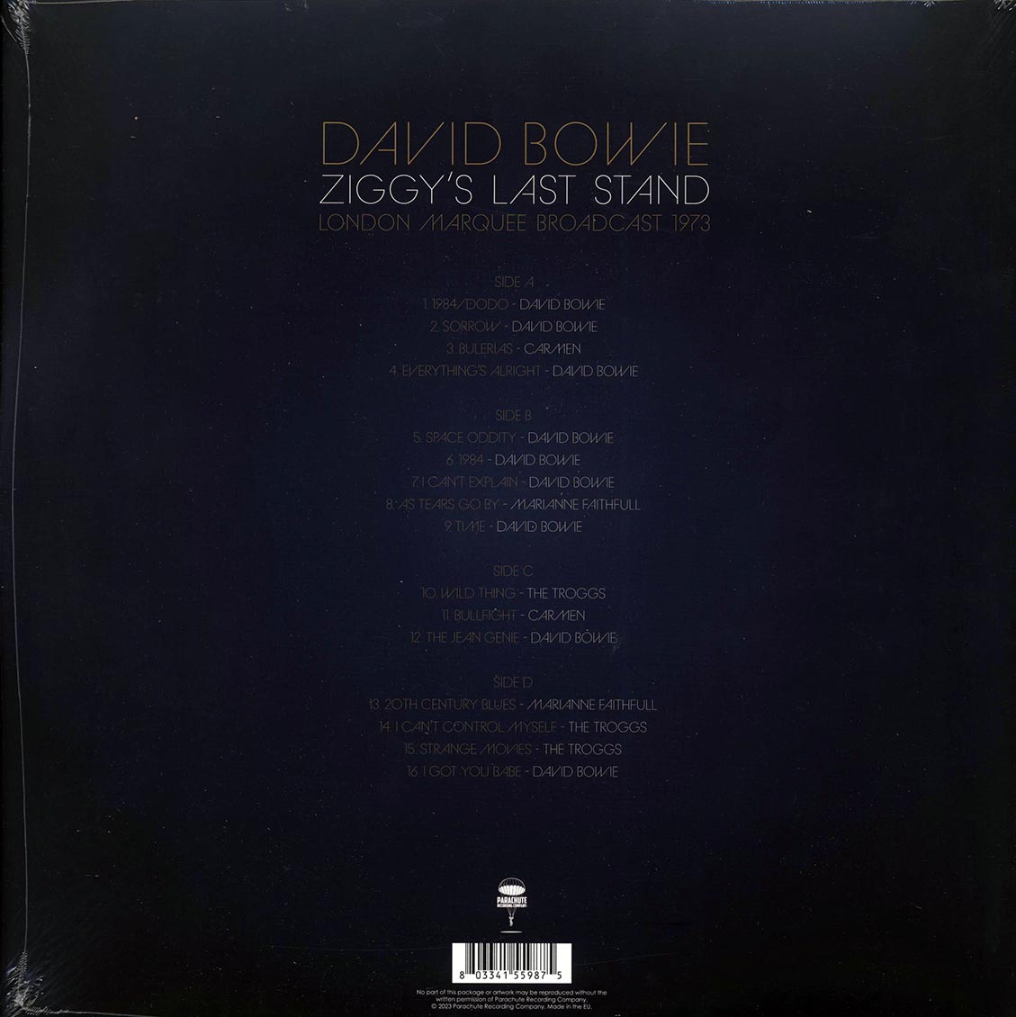 David Bowie - Ziggy's Last Stand: London Marquee Broadcast 1973 (2xLP) vinyl LP back cover