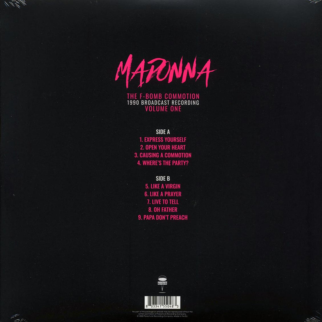 Madonna - The F-bomb Commotion Volume 1: 1990 Broadcast Recording vinyl LP back cover
