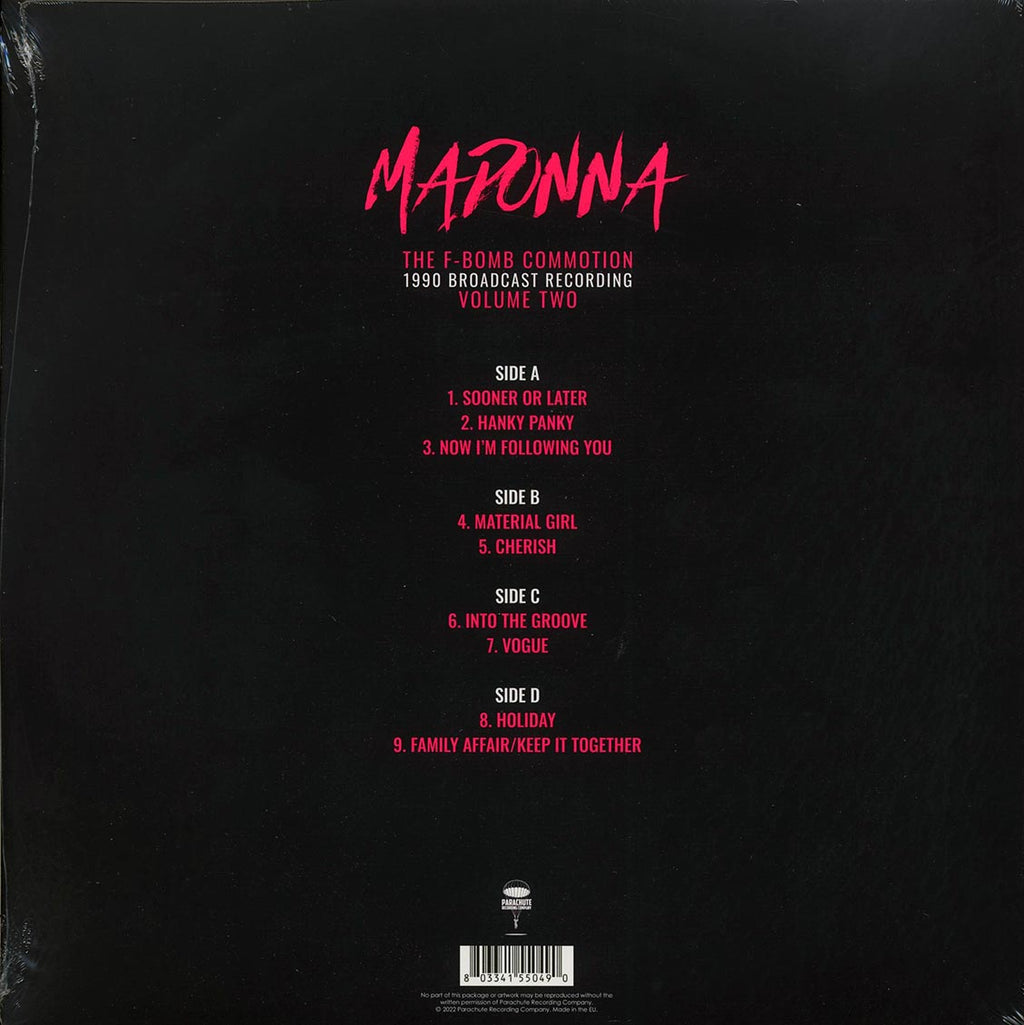 Madonna - The F-bomb Commotion Volume 2: 1990 Broadcast Recording (2xLP) vinyl LP back cover