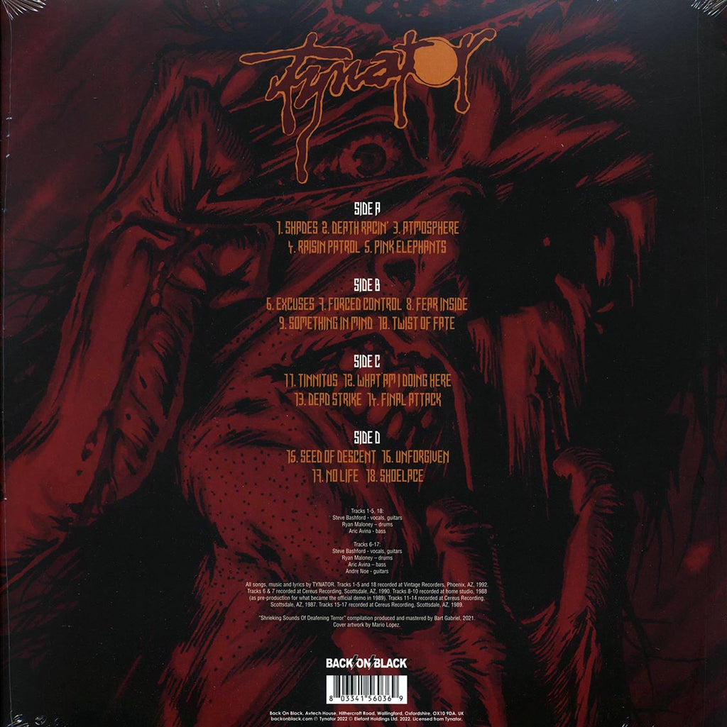 Tynator - Shrieking Sounds Of Deafening Terror (ltd. ed.) (2xLP) (red vinyl) vinyl LP back cover