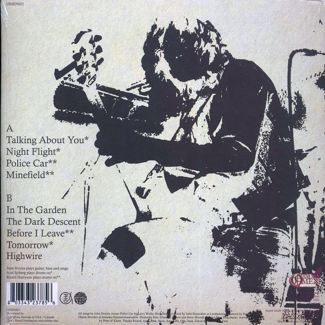 John Hoyles - Night Flight vinyl LP back cover
