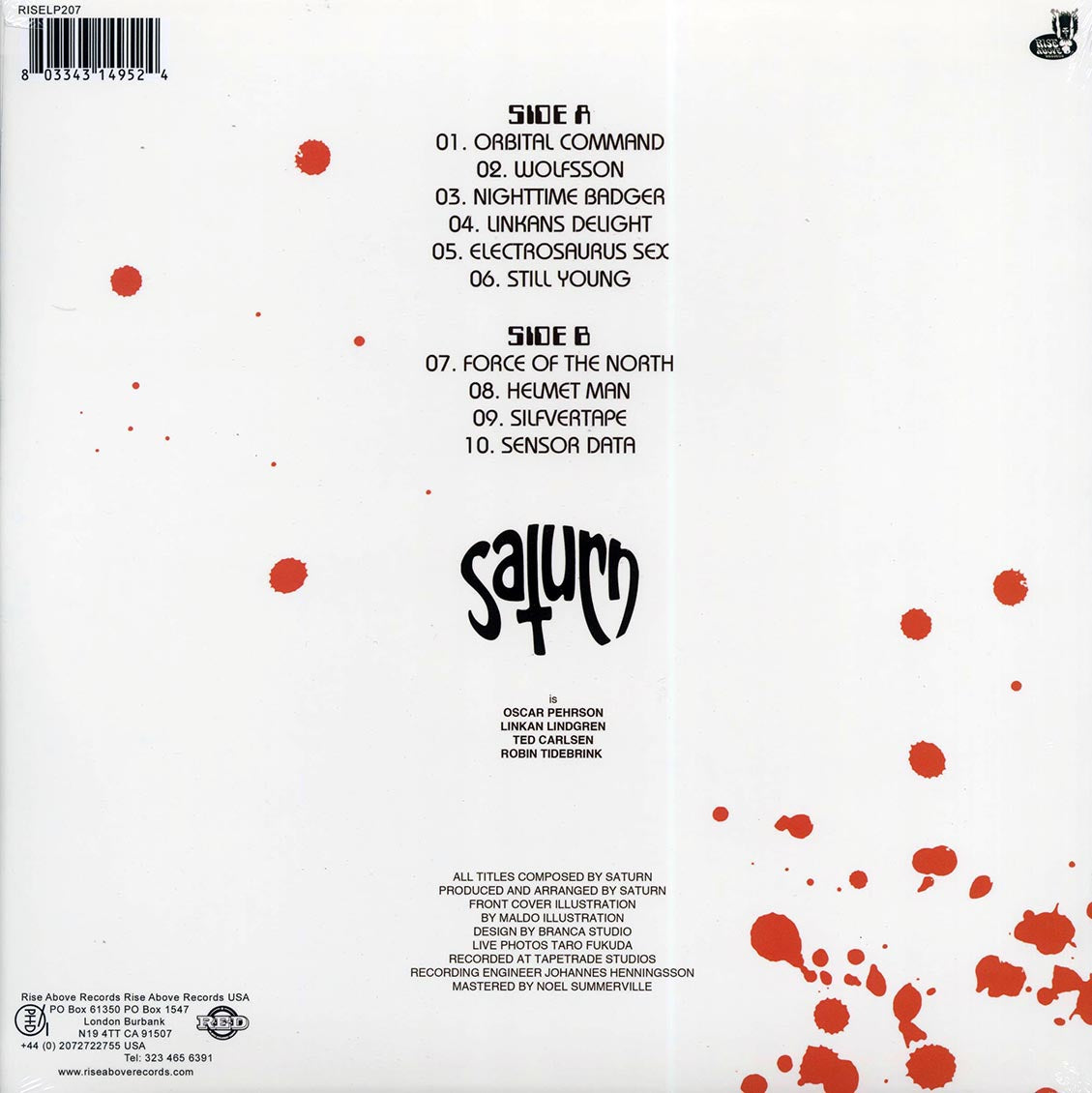 Saturn - Beyond Spectra (180g) vinyl LP back cover