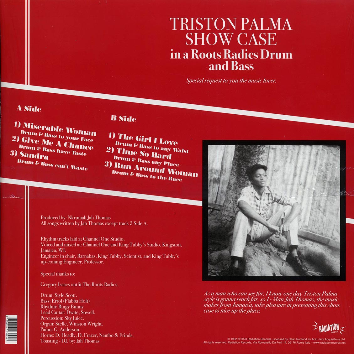 Triston Palmer - Showcase In A Roots Radics Drum And Bass vinyl LP back cover