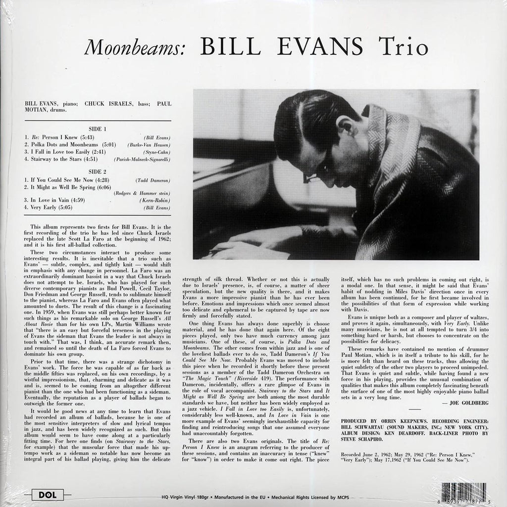 Bill Evans Trio - Moon Beams (180g) vinyl LP back cover