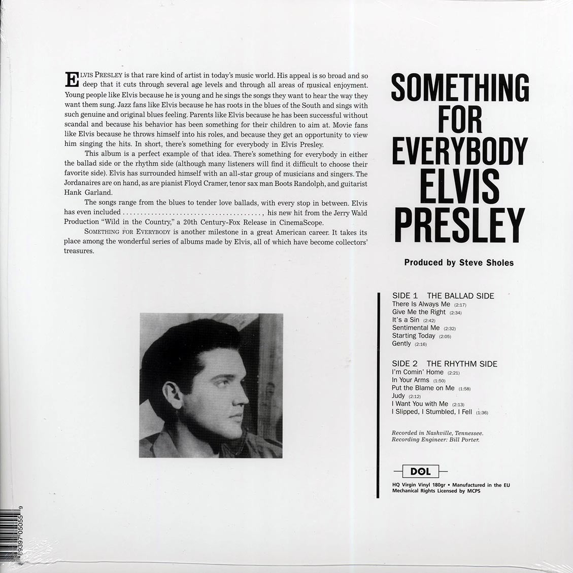 Elvis Presley - Something For Everybody (purple vinyl) vinyl LP back cover