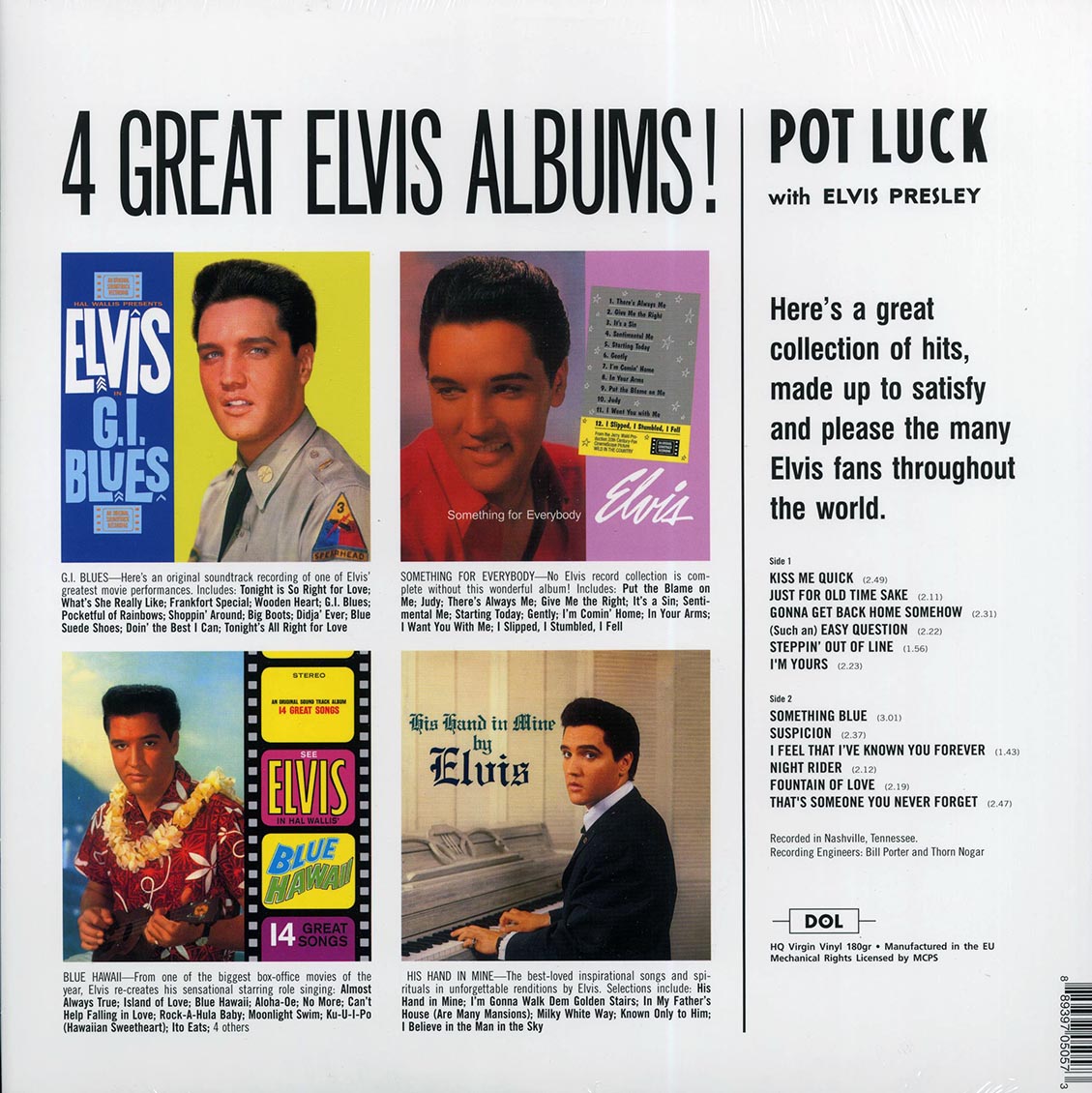 Elvis Presley - Pot Luck With Elvis (red vinyl) vinyl LP back cover