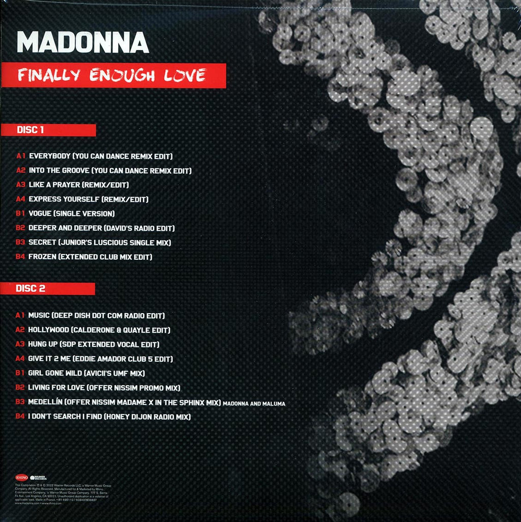 Madonna - Finally Enough Love (ltd. ed.) (2xLP) (remastered) (clear vinyl) vinyl LP back cover