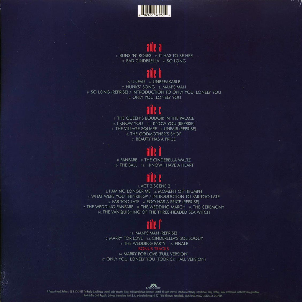 Andrew Lloyd Webber - Cinderella (3xLP) vinyl LP back cover