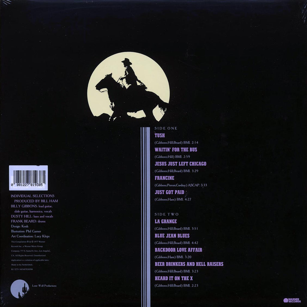 ZZ Top - The Best Of ZZ Top (blue vinyl) vinyl LP back cover