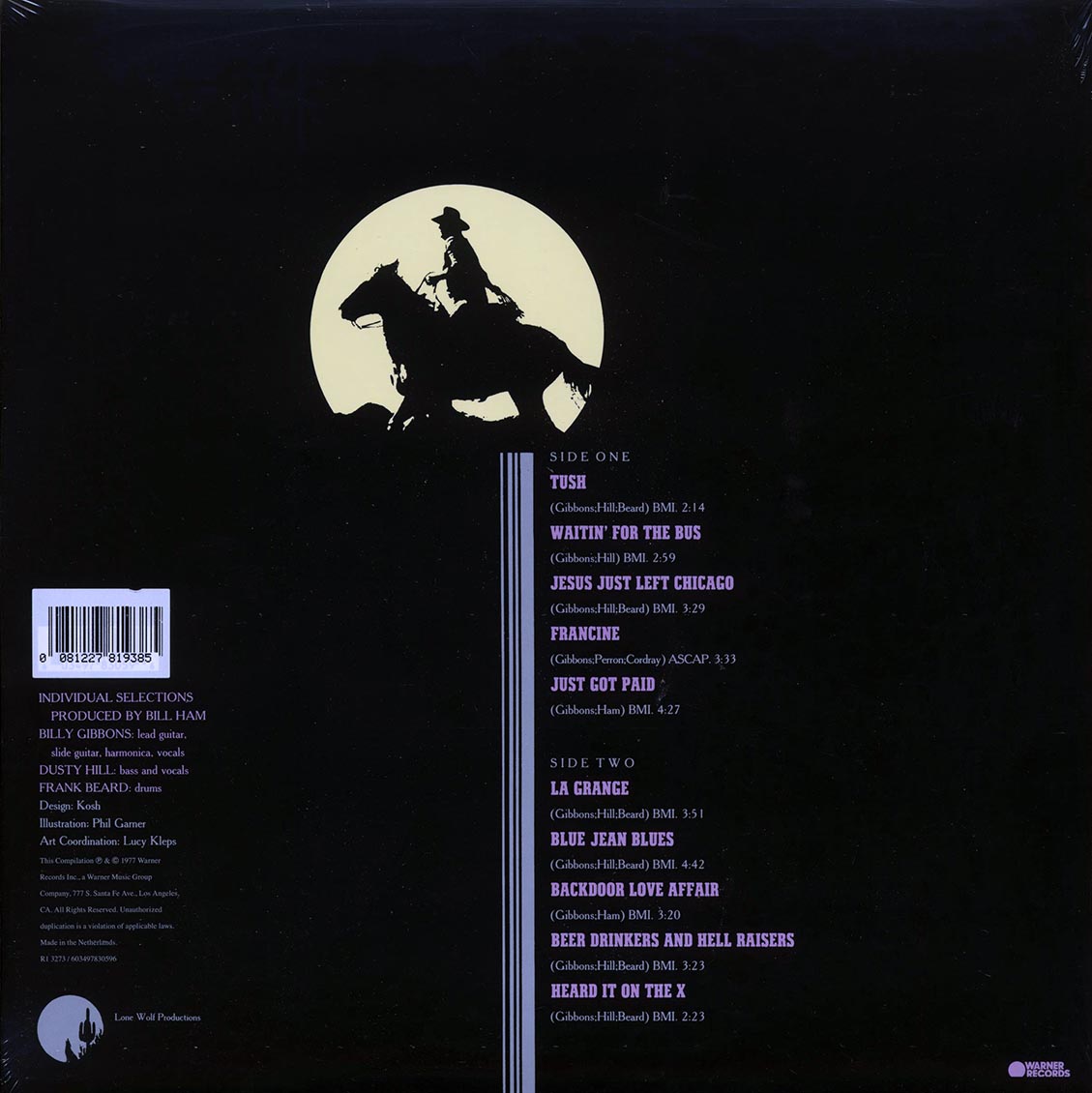 ZZ Top - The Best Of ZZ Top (blue vinyl) vinyl LP back cover