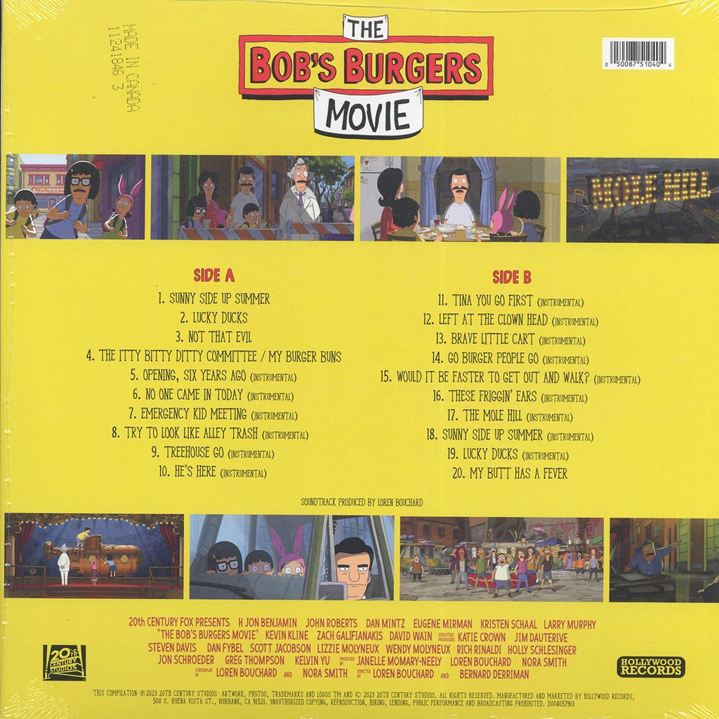 Bob's Burgers - The Bob's Burgers Movie (yellow vinyl) vinyl LP back cover