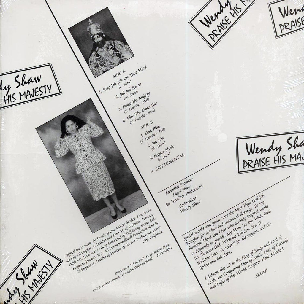 Wendy Shaw - Praise His Majesty (1989 FIRST PRESS) (US press) (orig. press) vinyl LP back cover