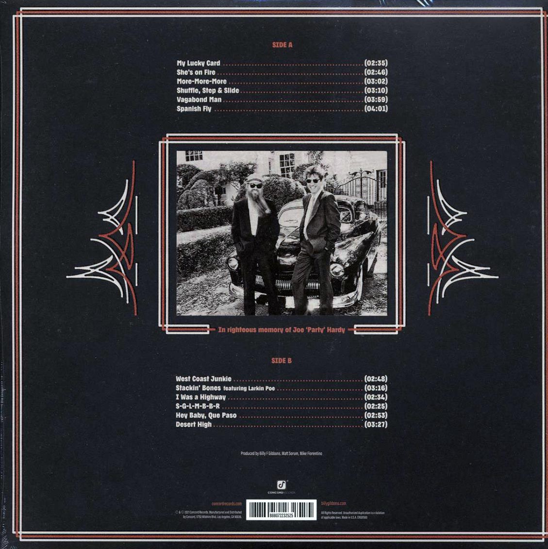 Billy F Gibbons - Hardware vinyl LP back cover