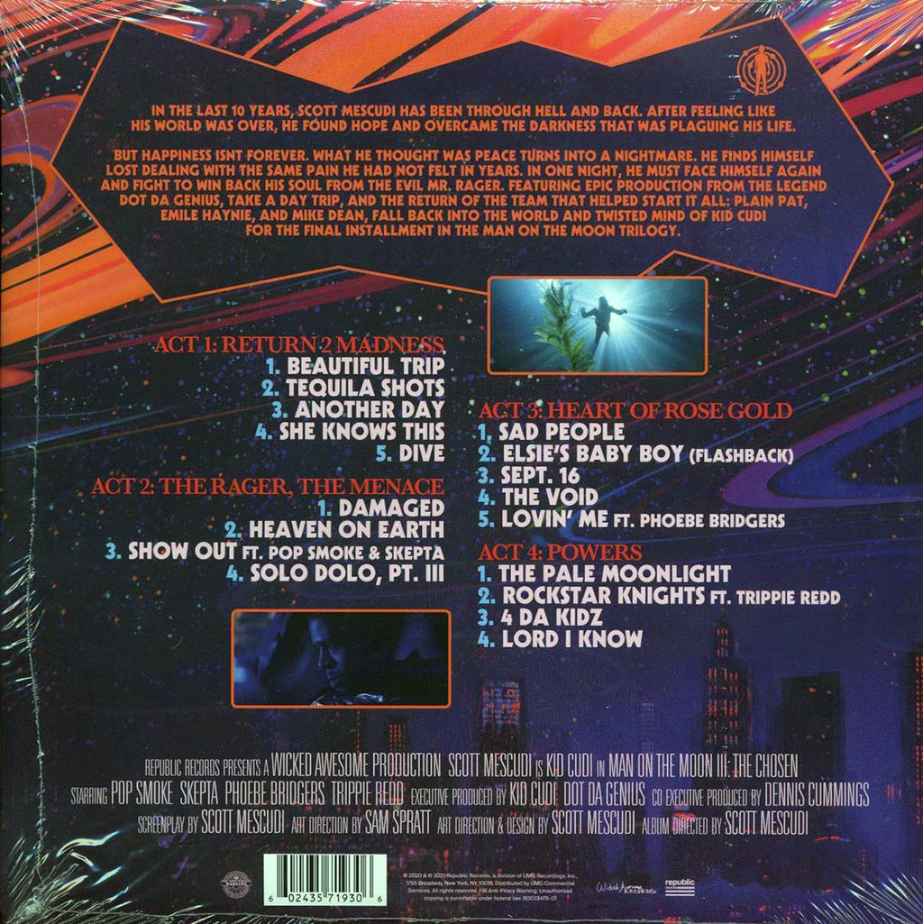 Kid Cudi - Man On The Moon III: The Chosen (ltd. ed.) (2xLP) (orange vinyl) vinyl LP back cover