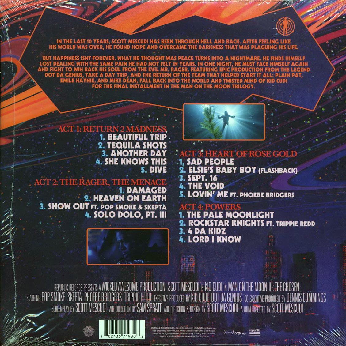 Kid Cudi - Man On The Moon III: The Chosen (ltd. ed.) (2xLP) (orange vinyl) vinyl LP back cover
