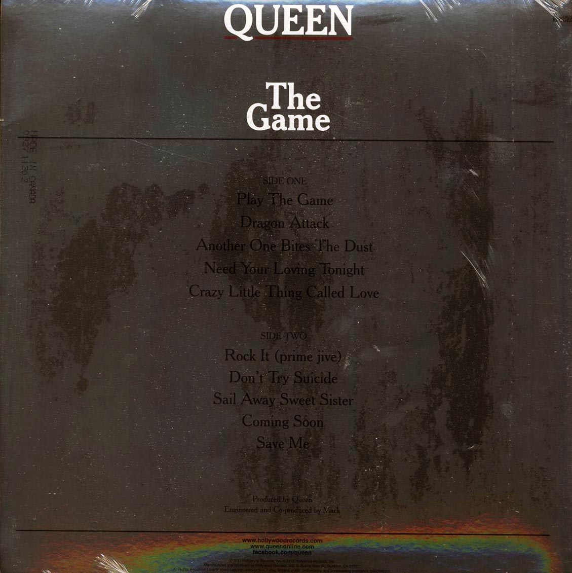 Queen - The Game (silver vinyl) vinyl LP back cover