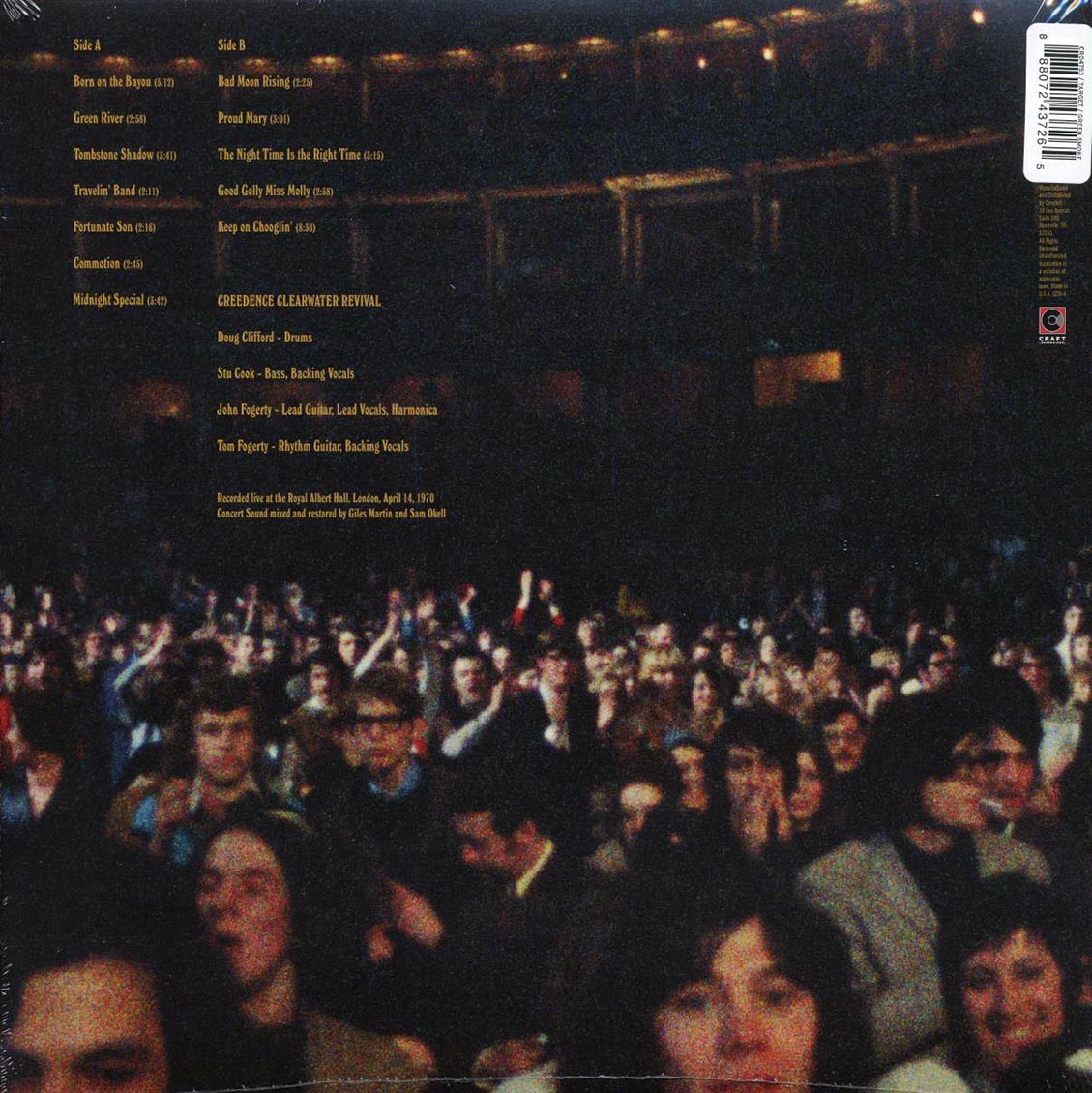 Creedence Clearwater Revival - At The Royal Albert Hall, April 14, 1970 (green vinyl) vinyl LP back cover