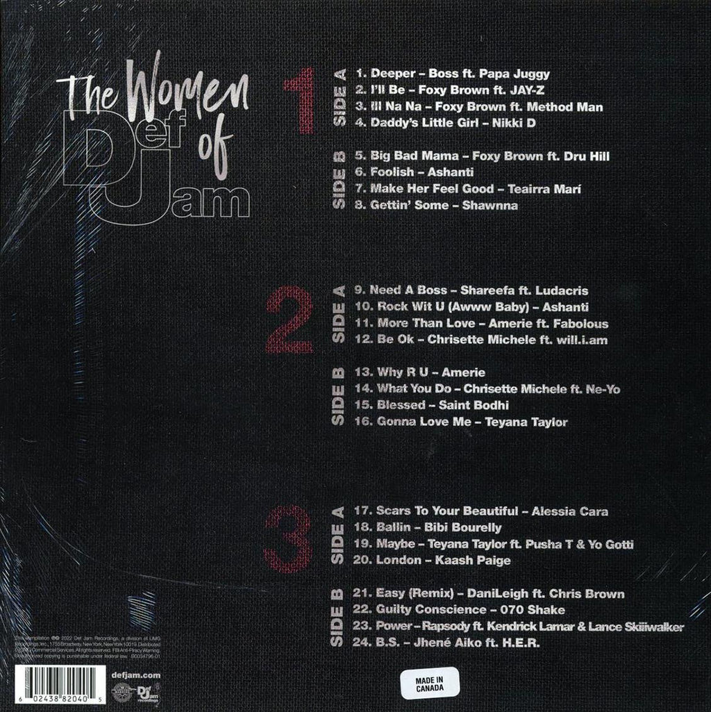 Ashanti, Foxy Brown, Nikki D, Chrisette Michele, Etc. - The Women Of Def Jam (3xLP) (box set) vinyl LP back cover
