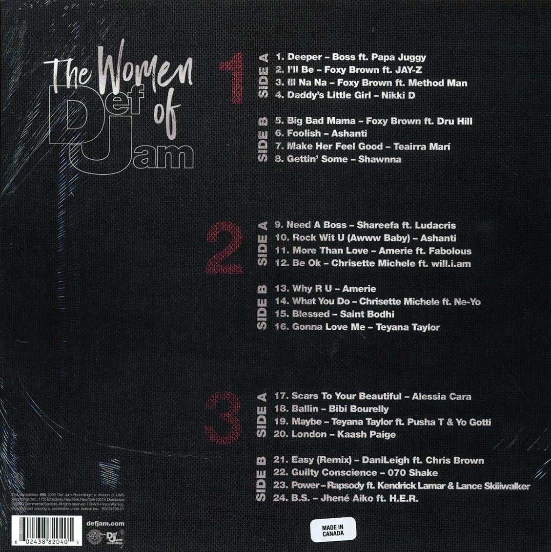 Ashanti, Foxy Brown, Nikki D, Chrisette Michele, Etc. - The Women Of Def Jam (3xLP) (box set) vinyl LP back cover