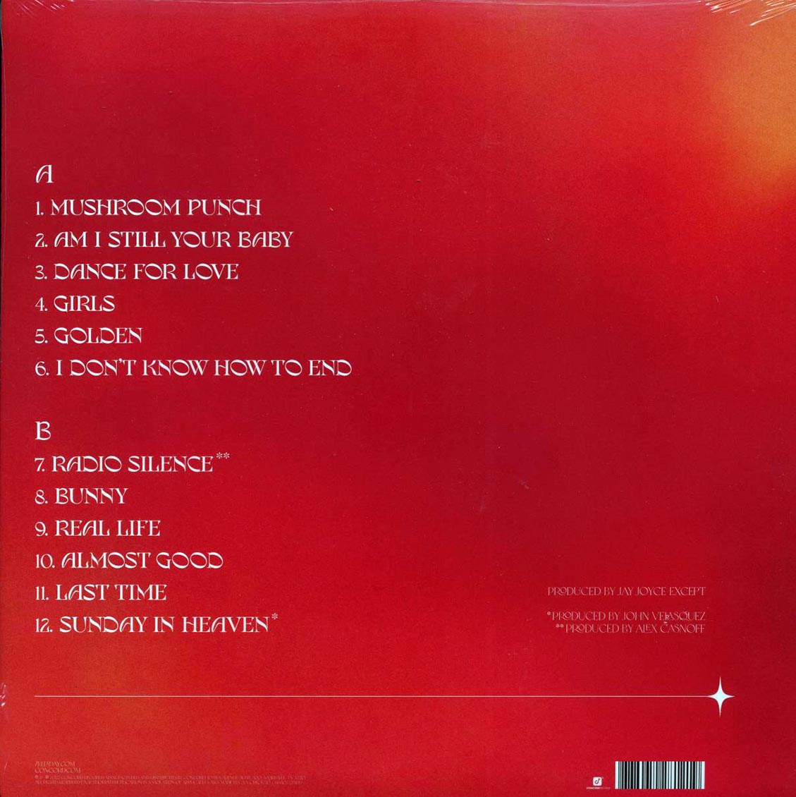Zella Day - Sunday In Heaven vinyl LP back cover