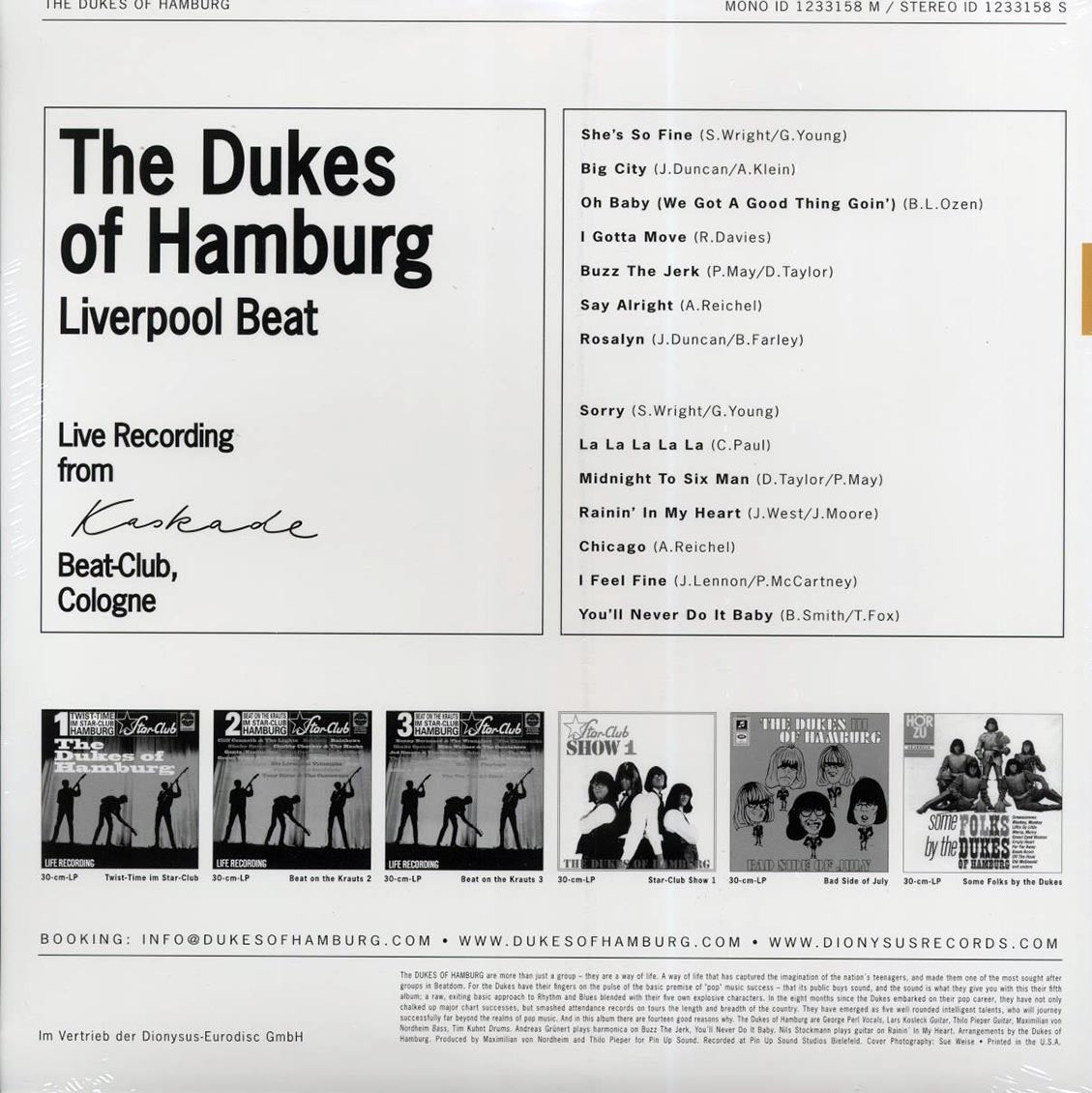 The Dukes Of Hamburg - Liverpool Beat vinyl LP back cover