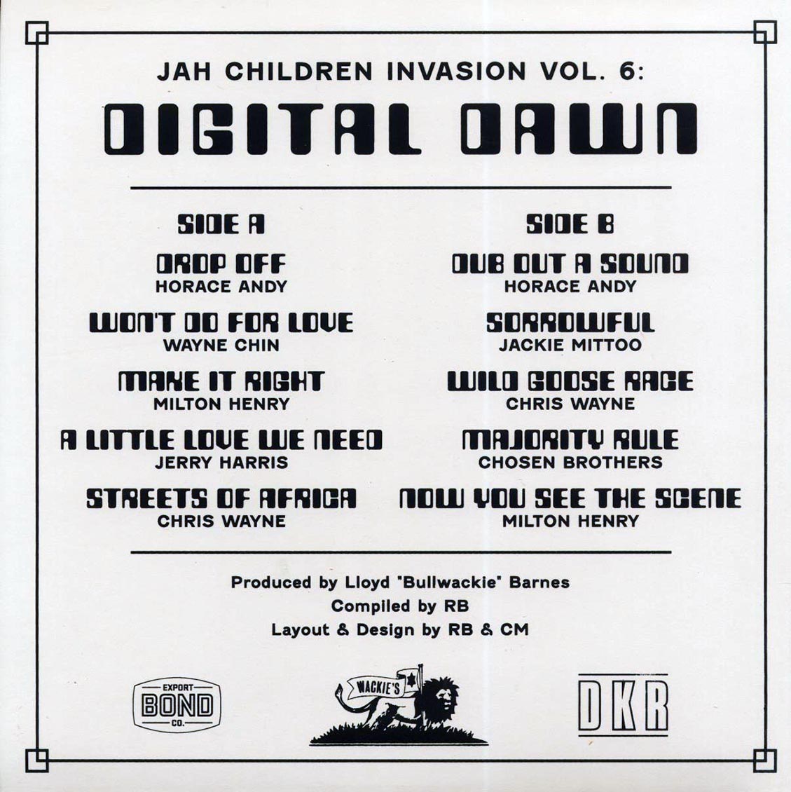 Horace Andy, Jackie Mittoo, Wayne Chin, Chosen Brothers, Milton Henry, Etc. - Jah Children Invasion Volume 6: Digital Dawn vinyl LP back cover