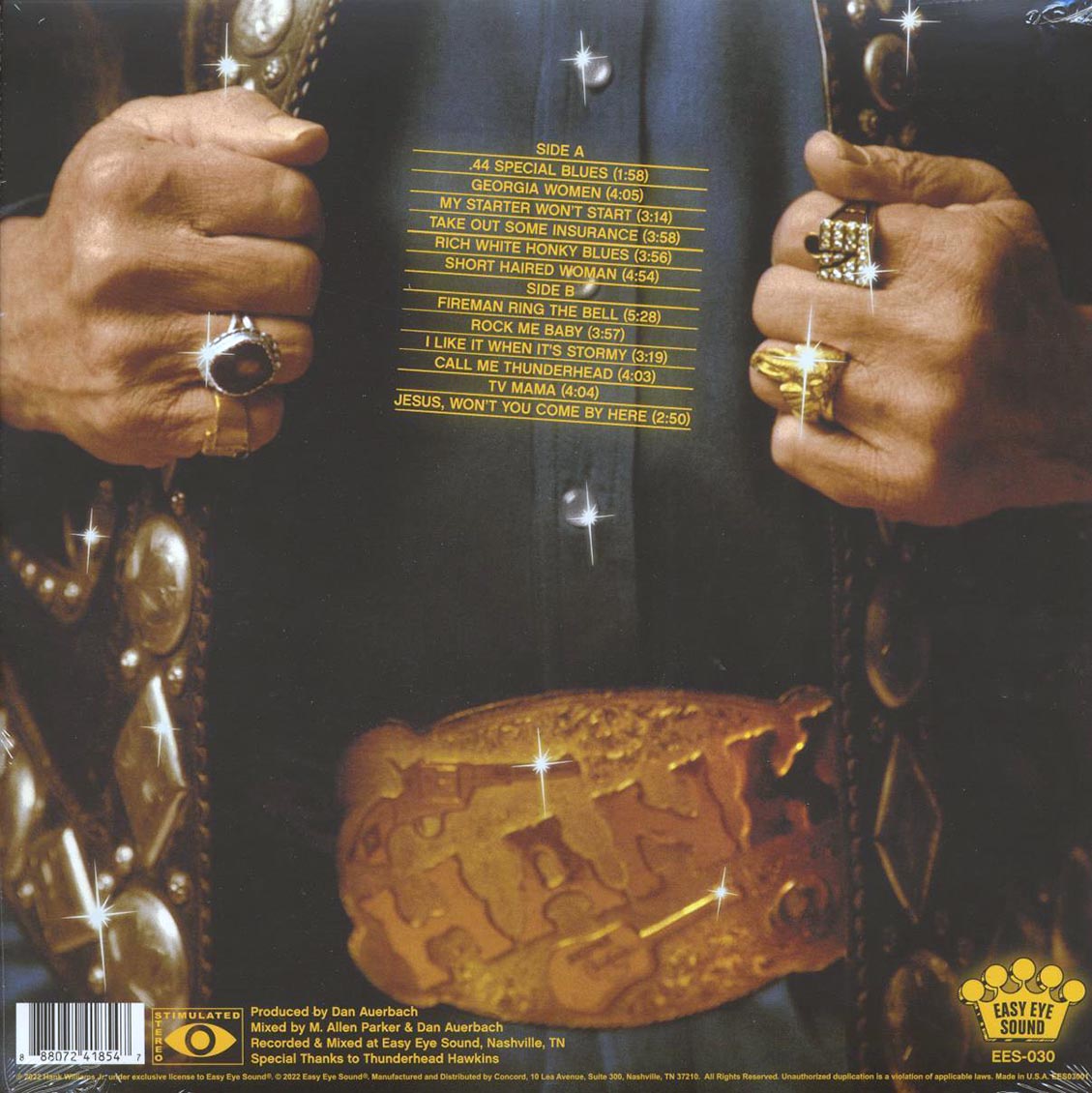 Hank Williams Jr. - Rich White Honky Blues vinyl LP back cover