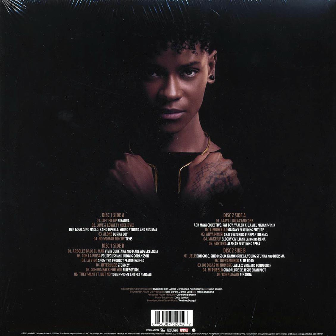 Rihanna, Burna Boy, Tems, Future, Etc. - Music From And Inspired By Black Panther: Wakanda Forever (ltd. ed.) (2xLP) (colored vinyl) vinyl LP back cover