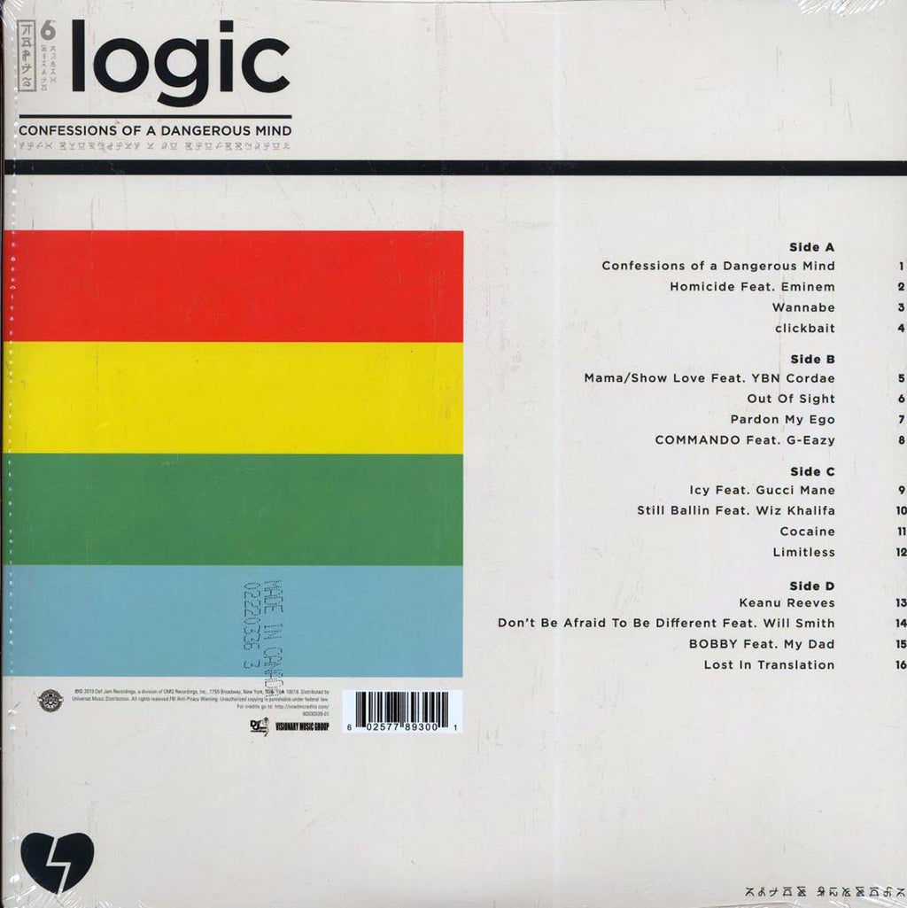 Logic - Confessions Of A Dangerous Mind (2xLP) vinyl LP back cover