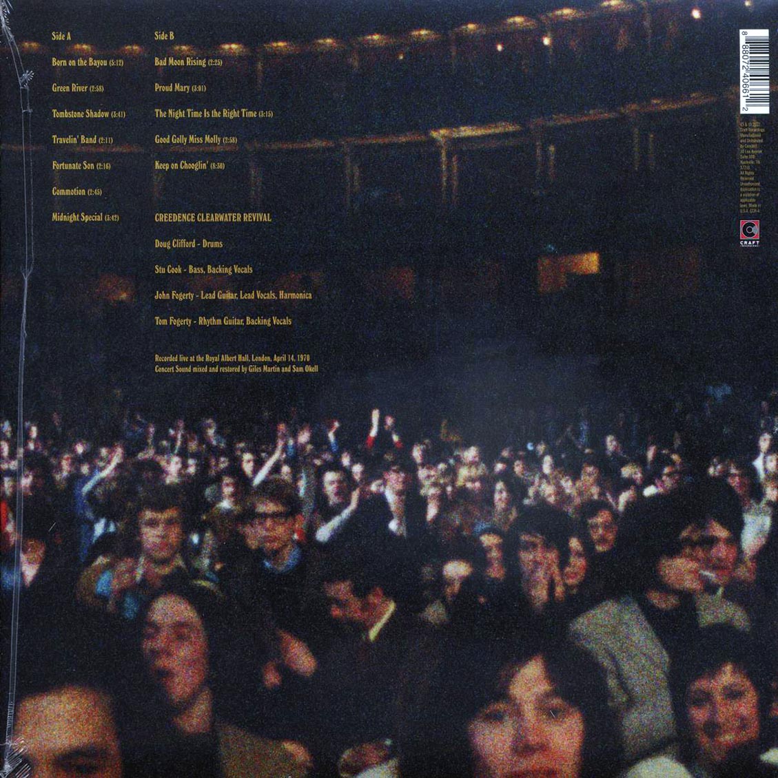 Creedence Clearwater Revival - At The Royal Albert Hall, April 14, 1970 (180g) vinyl LP back cover