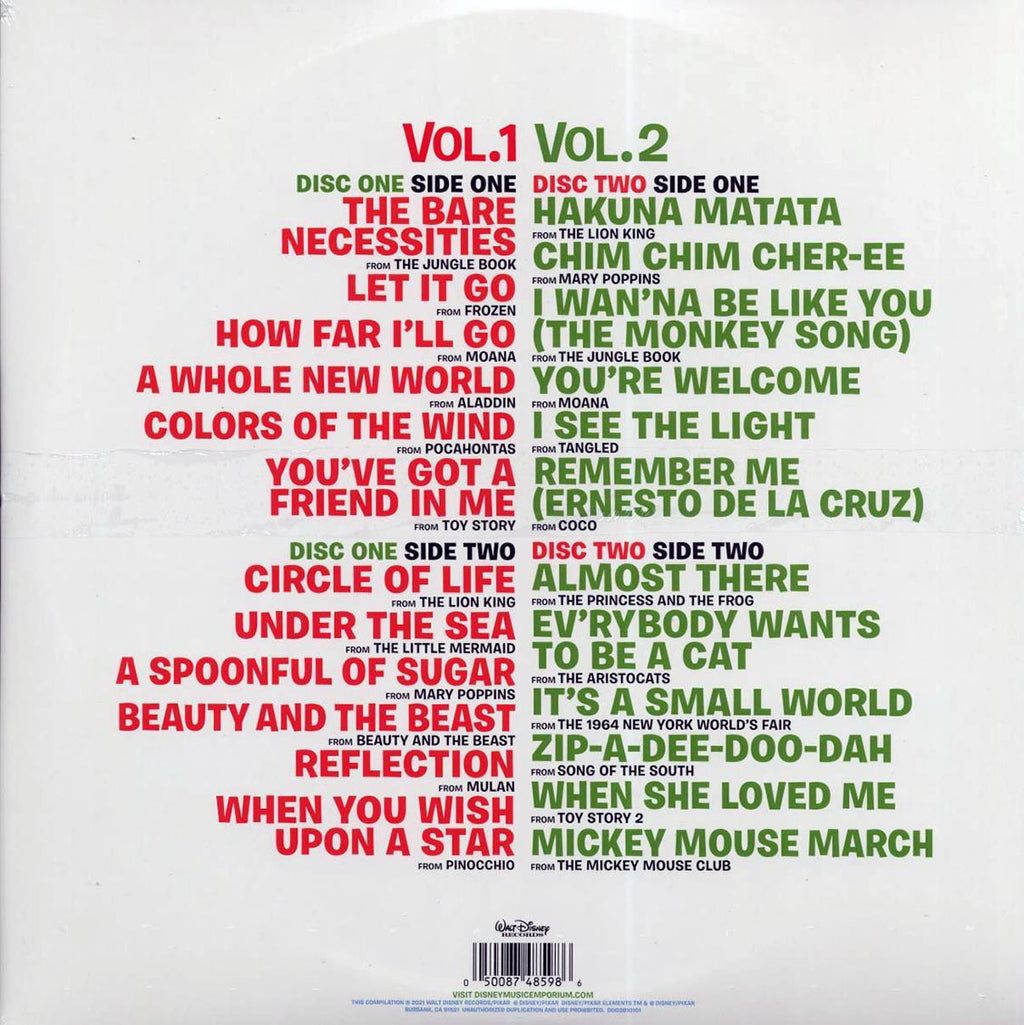Jerry Goldsmith, Elton John, Randy Newman, Julie Andrews, Dick Van Dyke, Sarah McLachlan, Etc. - Disney Ultimate Hits Volumes 1 & 2 (ltd. ed.) (2xLP) (colored vinyl) vinyl LP back cover