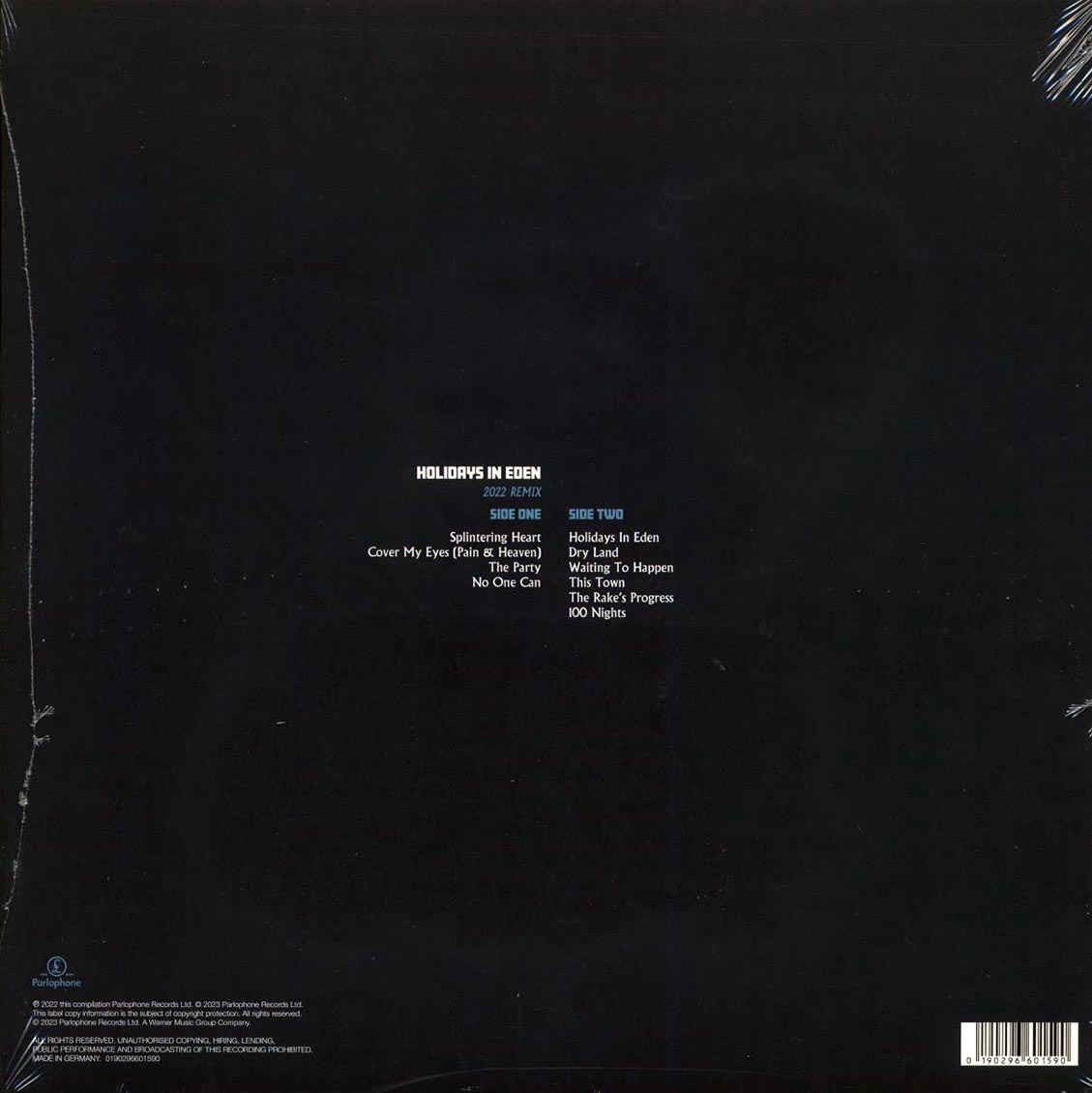 Marillion - Holidays In Eden vinyl LP back cover