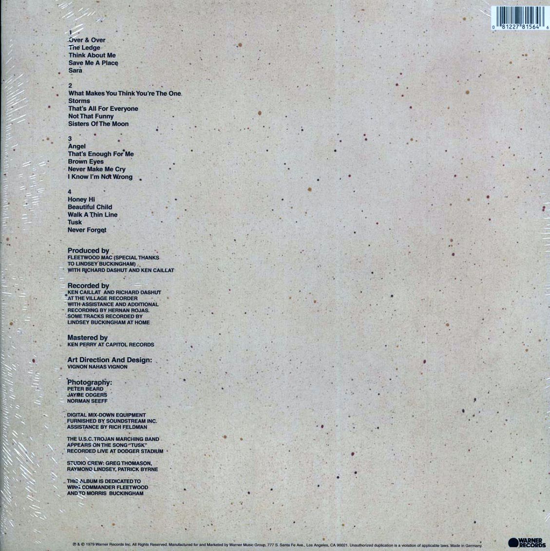 Fleetwood Mac - Tusk (ltd. ed.) (2xLP) (blue vinyl) vinyl LP back cover