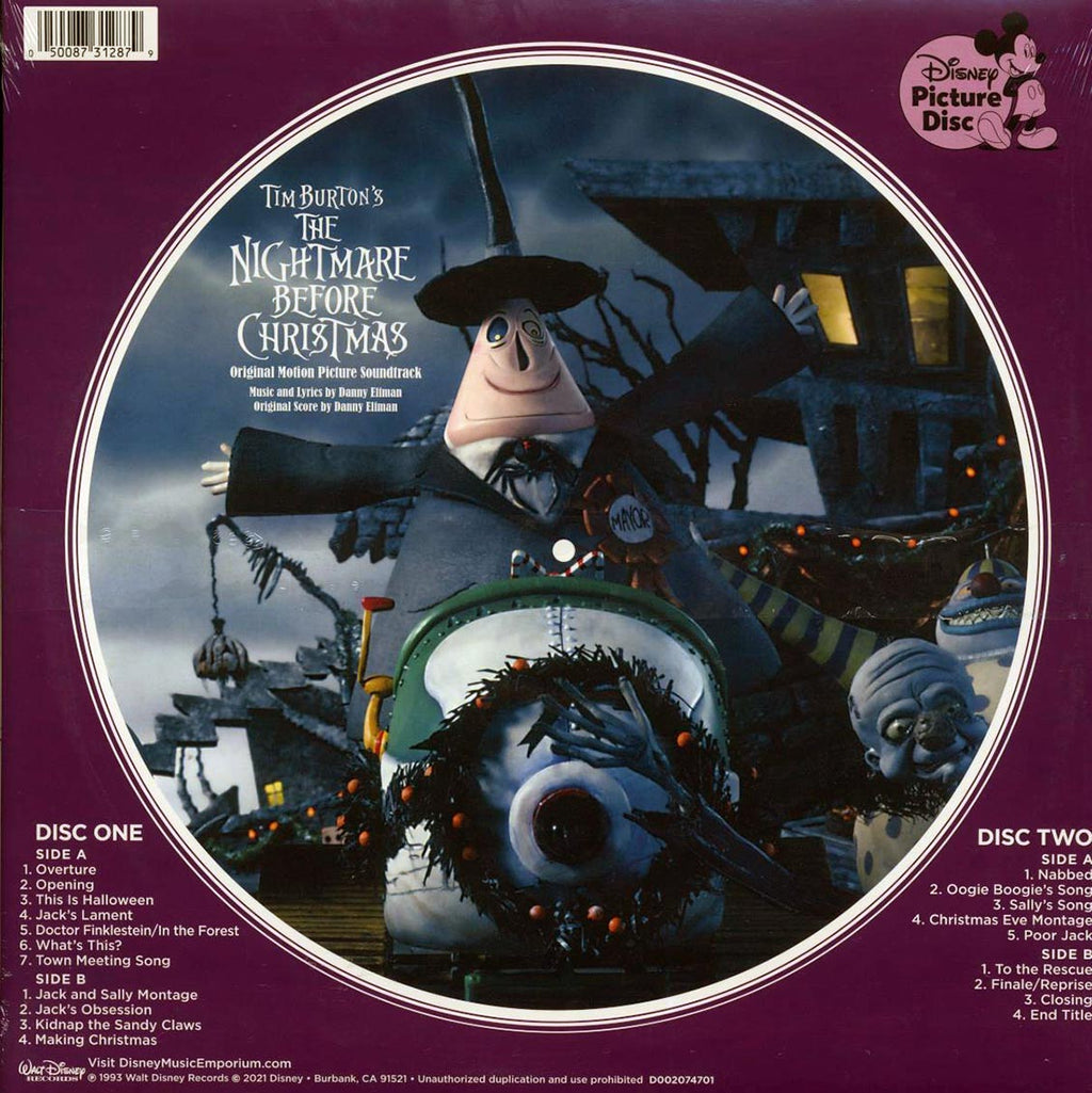 Danny Elfman - Tim Burton's The Nightmare Before Christmas (Original Motion Picture Soundtrack) (ltd. ed.) (2xLP) (picture disc) vinyl LP back cover