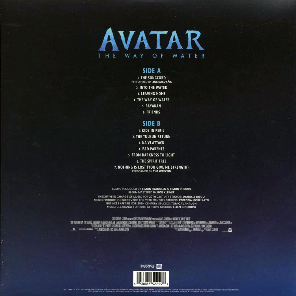 Simon Franglen - Avatar: The Way Of Water, Music From The Original Motion Picture (colored vinyl) vinyl LP back cover