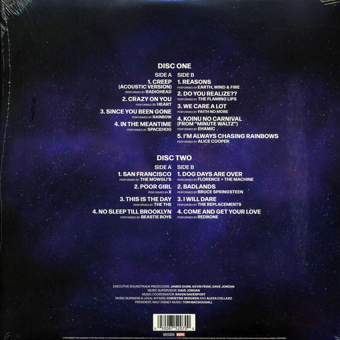 Radiohead, The Beastie Boys, Heart, The Replacements, Florence & The Machine, Etc. - Guardians Of The Galaxy Volume 3: Awesome Mix Volume 3 (2xLP) vinyl LP back cover