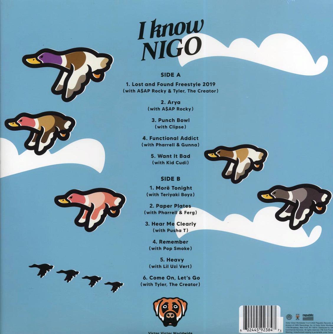Nigo - I Know Nigo (yellow vinyl) vinyl LP back cover