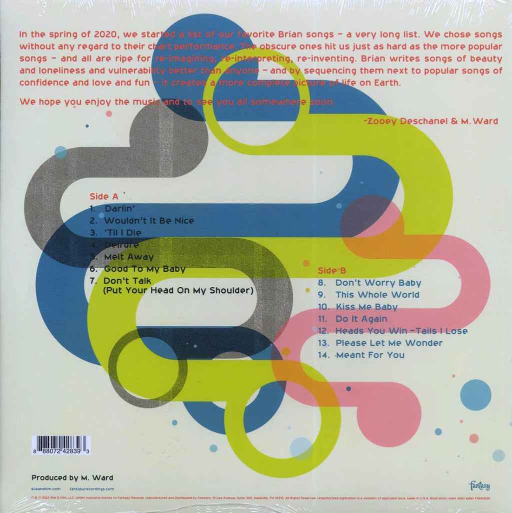 She & Him - Melt Away: A Tribute To Brian Wilson vinyl LP back cover