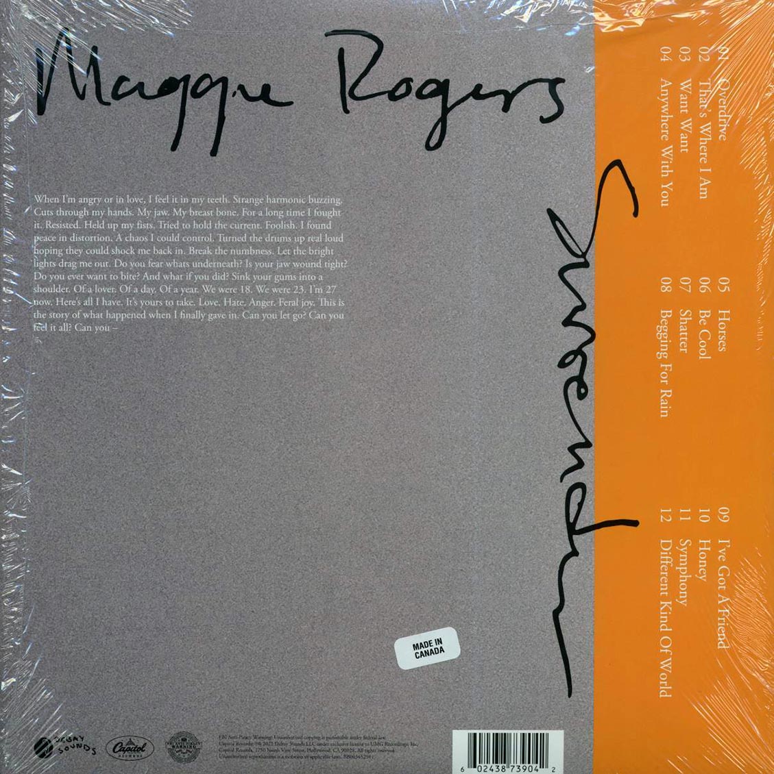 Maggie Rogers - Surrender vinyl LP back cover
